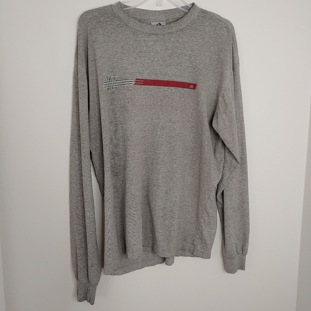 Adidas Y2k grey graphic long sleeve shirt. Size M